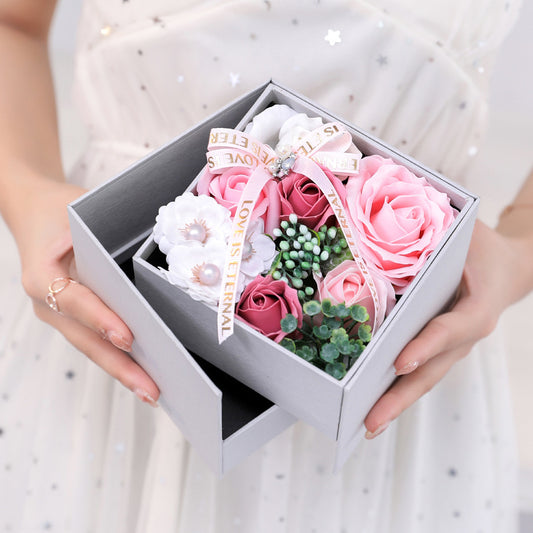 Double Rotating Jewelry Box Soap Flower Gift Box