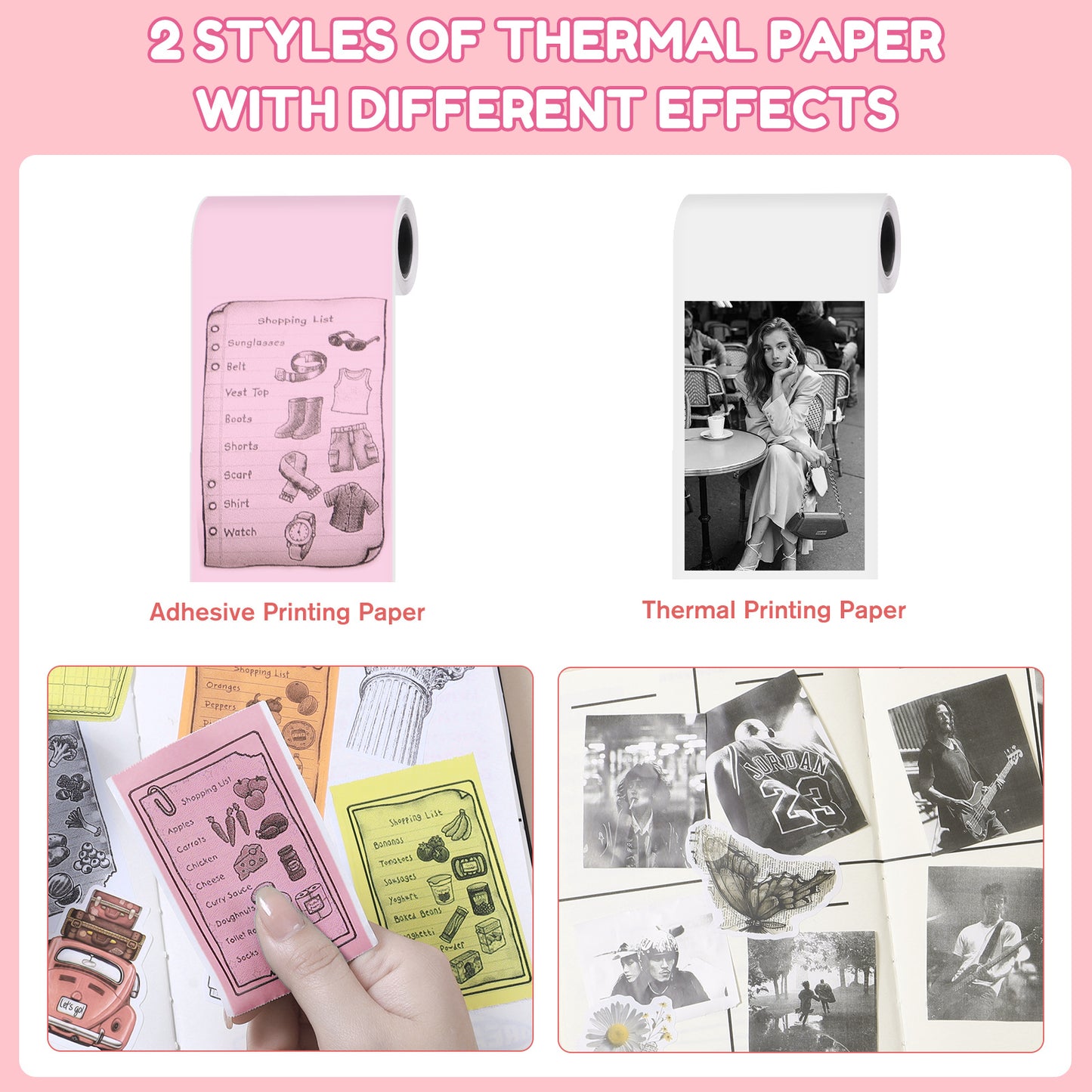 Thermal Mini Printer, X2 Inkless Sticker Maker With Thermal Papers & Sticker Papers, Bluetooth Portable Pocket Phone Printer For Notes, Receipts, Pictures, DIY, Compatible With IOS&Android